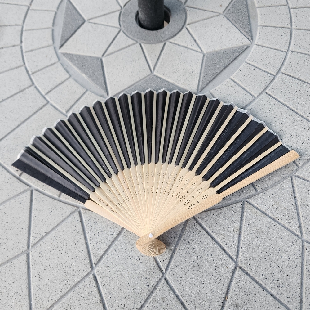 Vintage Black and Tan Hand Fan